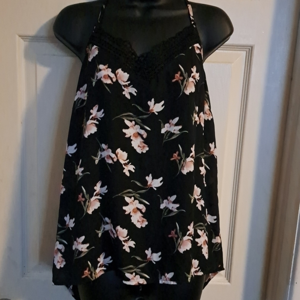 Paper crane floral tank top A-53 5/$25